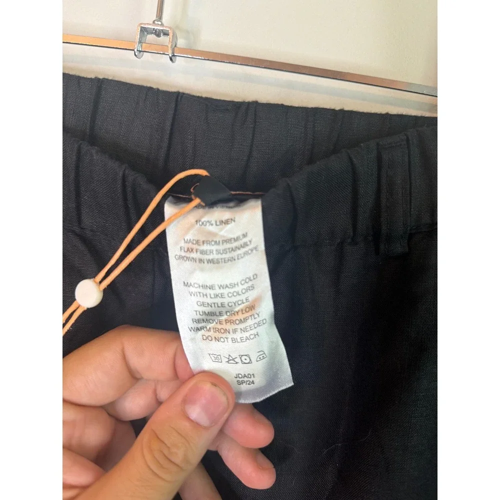 Quince‎ Black 100% European Linen Elastic Waist Pants XL NWT